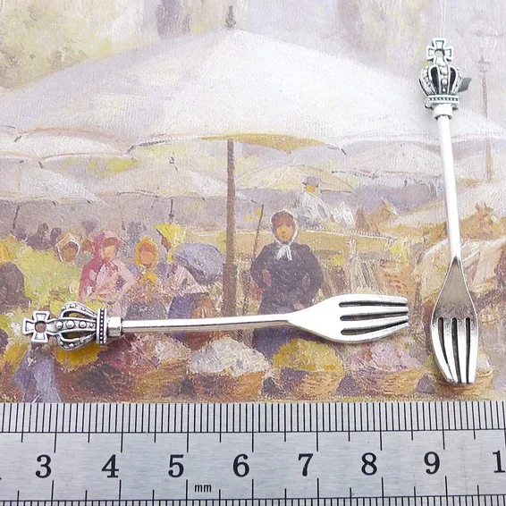 

Supplies For Jewelry Making 5pcs 60x8mm Antique Silver Color Fork Charms