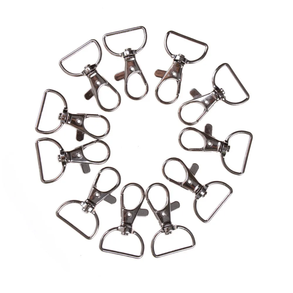 

10pcs Classic Key Chain Ring Silver Color Metal Swivel Lobster Clasp Clips Key Hooks Keychain Split Ring DIY Bag Jewelry New