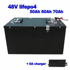 48 в 50 Ач 60 ач 70 Ач Lifepo4 литиевая батарея электрический велосипед мобильный скутер электровелосипед 50 А BMS телекоммуникационная базовая станция AGV + 8A зарядное устройство