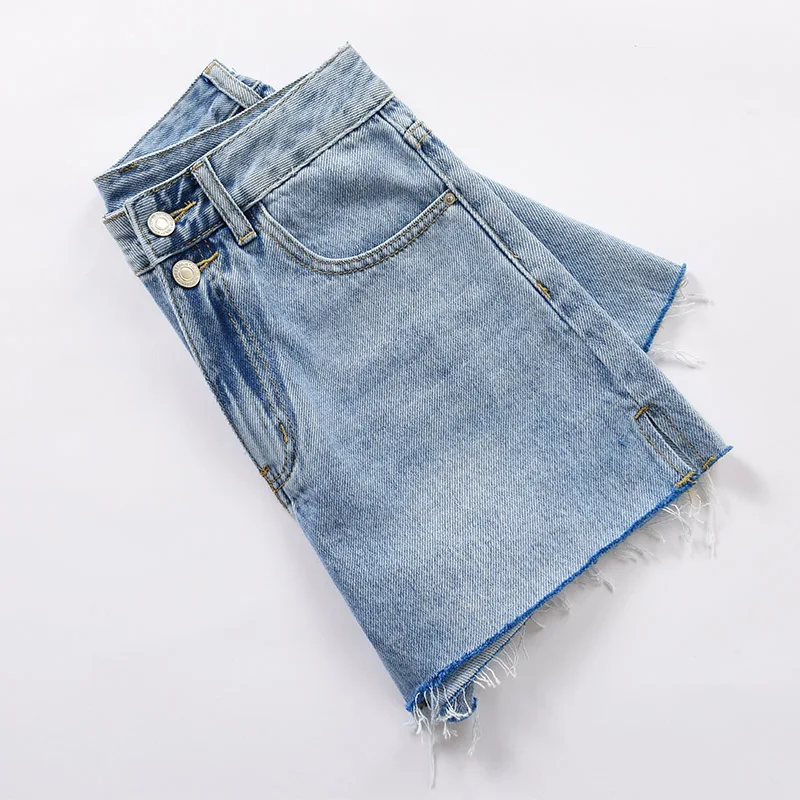 Short Sexy bleu clair e-girl's, taille haute, multi-boutons, plage, fête, pantalon chaud, mode coréenne, choix essentiel, été