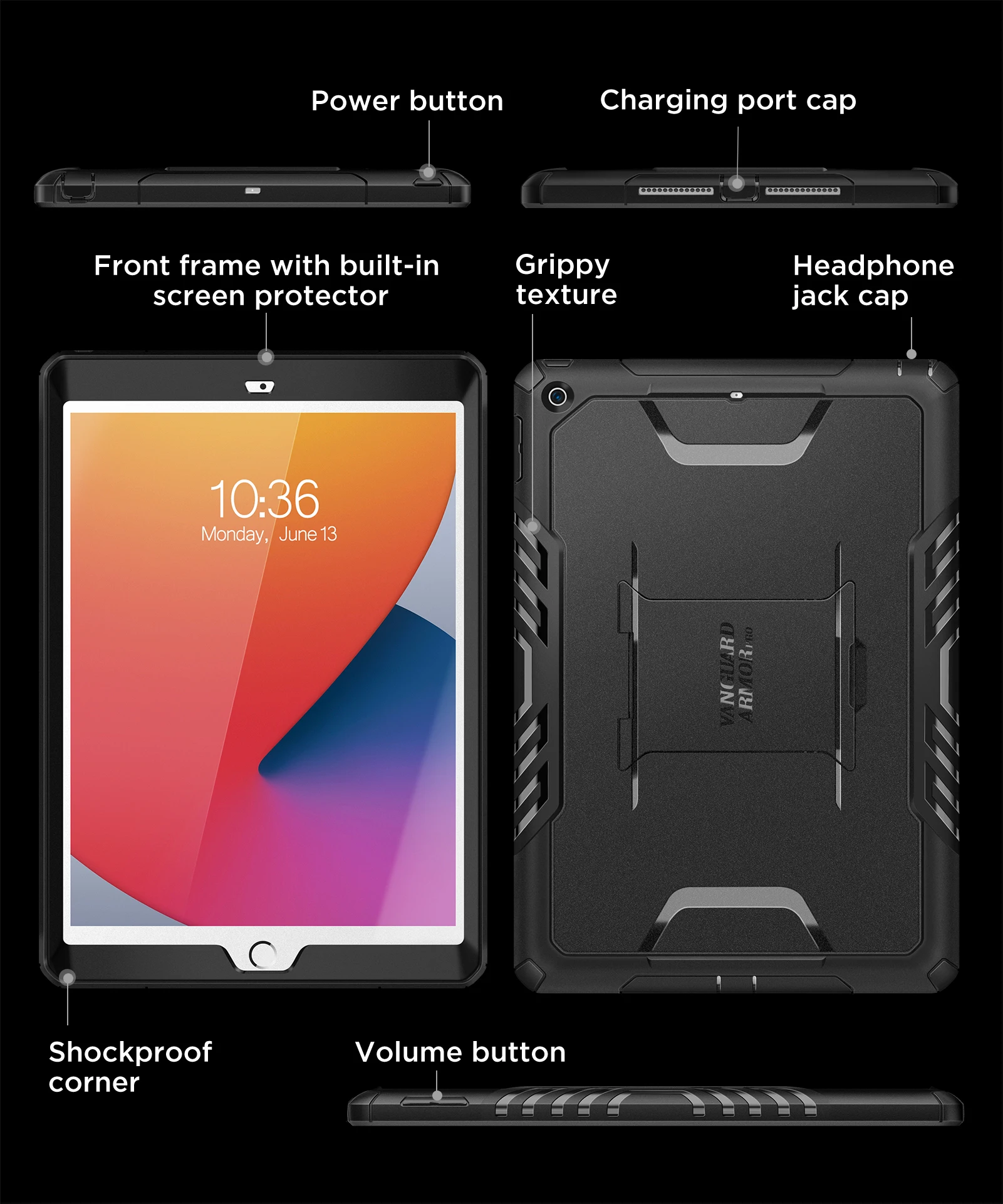 

MOBOSI Case for iPad 8th 7th Generation Case Heavy Duty Shockproof Rugged Case Full Body Drop Protection Cover for iPad 10.2inch