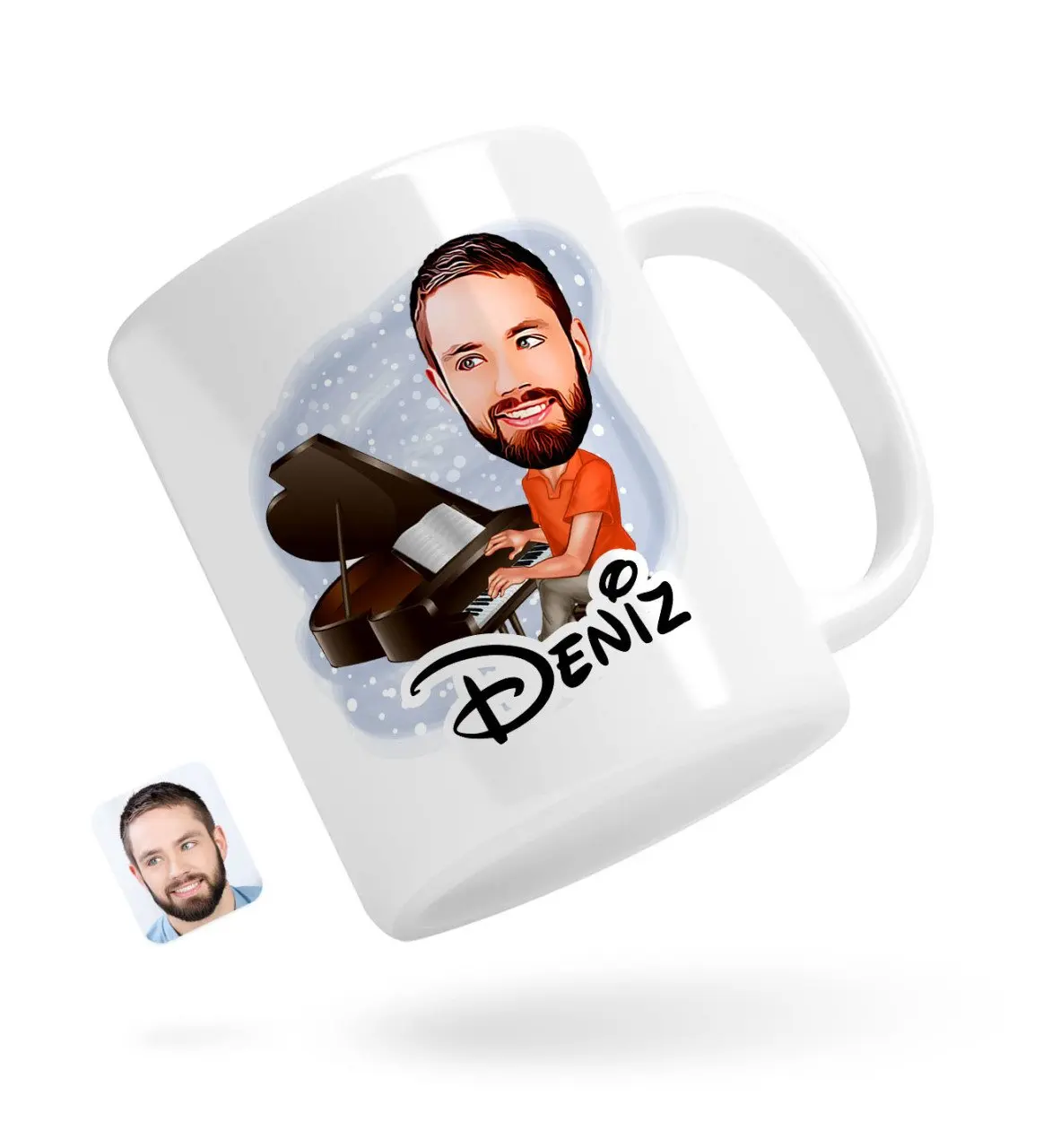 

Персонализированная Мужская карикатура Piyanist о белой чашке