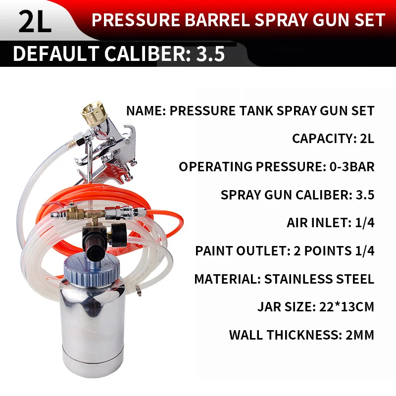 

2L Water-in-water Colorful Paint Spray Gun Pressure Stainless Steel Bucket Paint Latex Paint Marble Pneumatic Spraying Machine