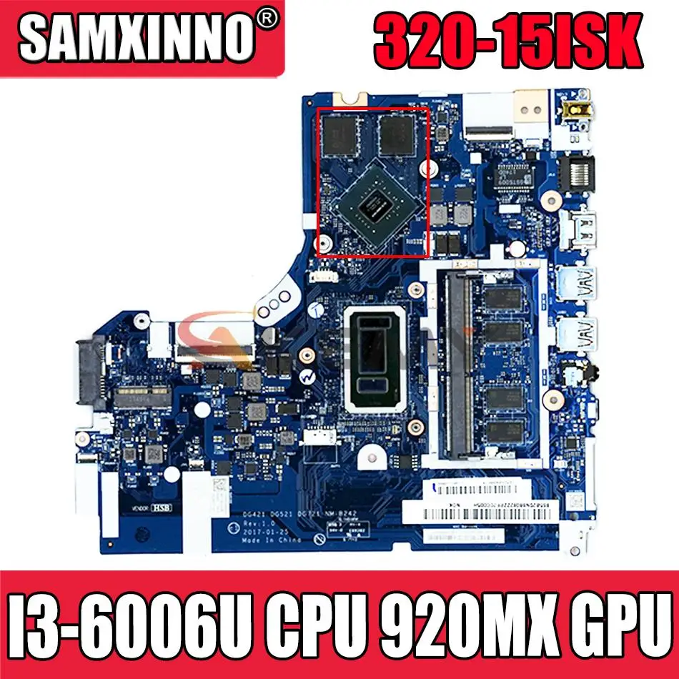 

AKEMY DG421 DG521 DG721 NM-B242 5B20N86794 For Lenovo 320-15ISK laptop motherboard 920MX GPU I3-6006U CPU DDR4