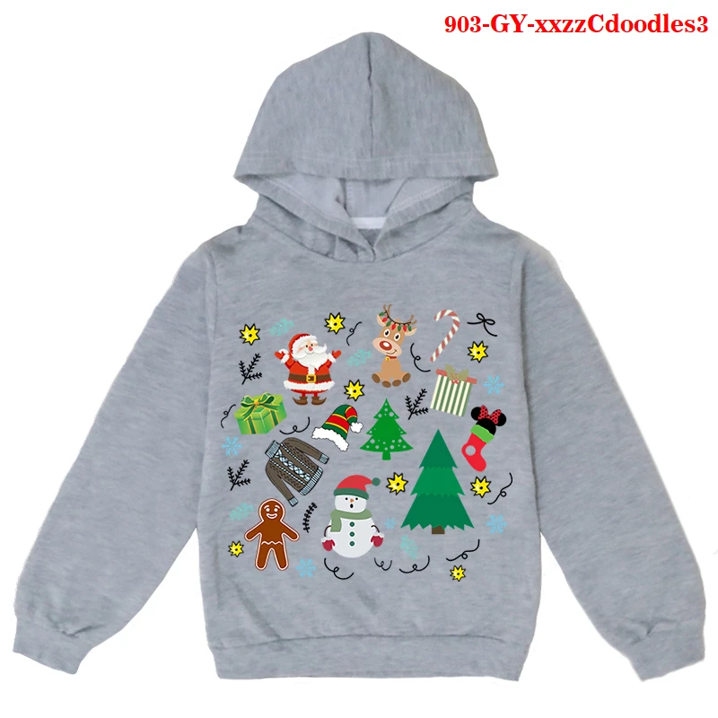 

Christmas doodles Kids Clothes Boys Hoodies Children Autumn Winter Sweatshirts Girls Long Sleeve Pullover Boys Streetwear Top