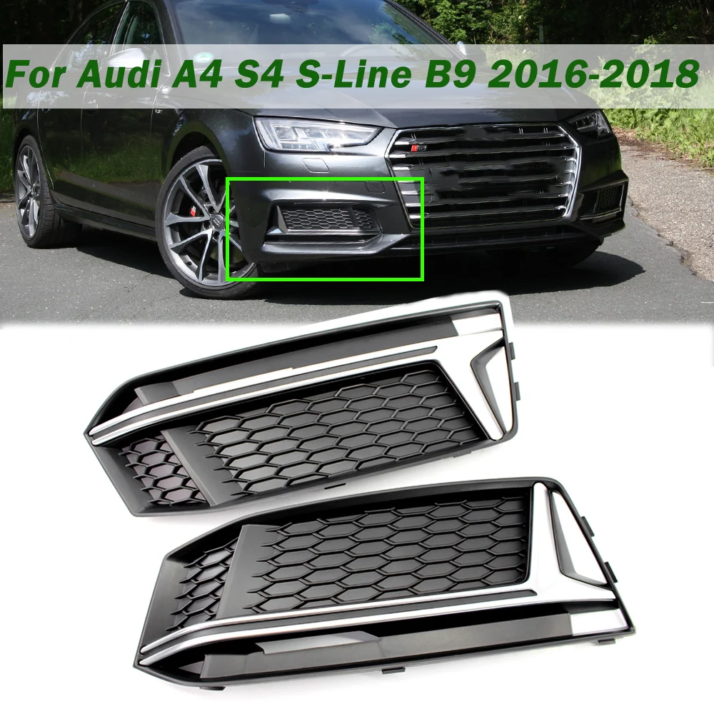

Пара хромированных противотуманных фар для Audi A4 S4 S-Line B9 2016-2018