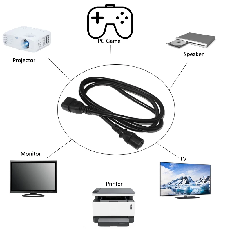 

IEC C13 to C14 Power Extension Cable Cord 1.5m 4m UPS C13 C14 Power Cord for Desktop PC Computer Monitor PDU