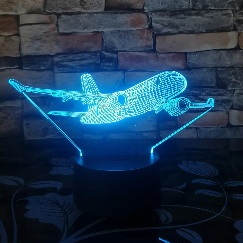 Boeing военный самолет-летательный аппарат 3D ночные светильники Настольная лампа многоцветная Военная струйная самолет с USB силовым декором подарок
