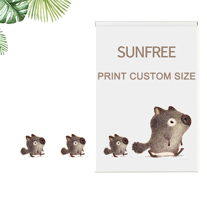 SUNFREE логотип рулонные жалюзи с принтом 100% затемняющие тканевые для офисной