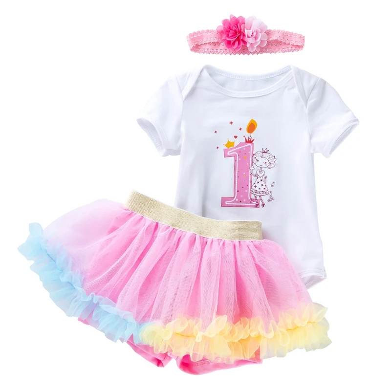 

Baby Girl Birthday Tutu Dress Set 2020 Fashion Newborn Girls Clothes Suits 1st Year Infants Baptism Pantskirt for Girls Baby