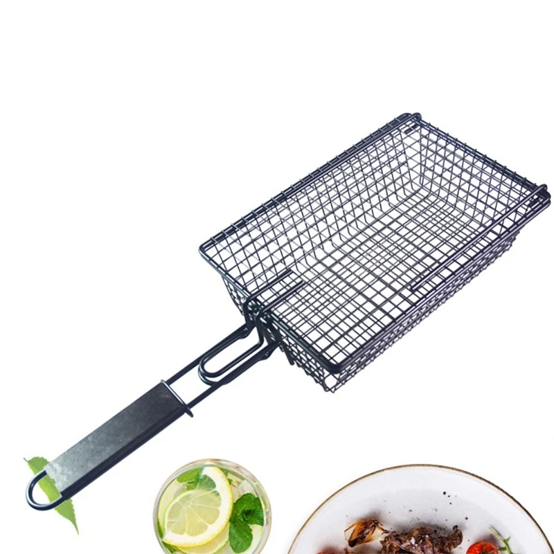 

Fish Grill Grilling Basket Designed Grill Vegetables and Meats to Easily Flip Food Foldable Handle