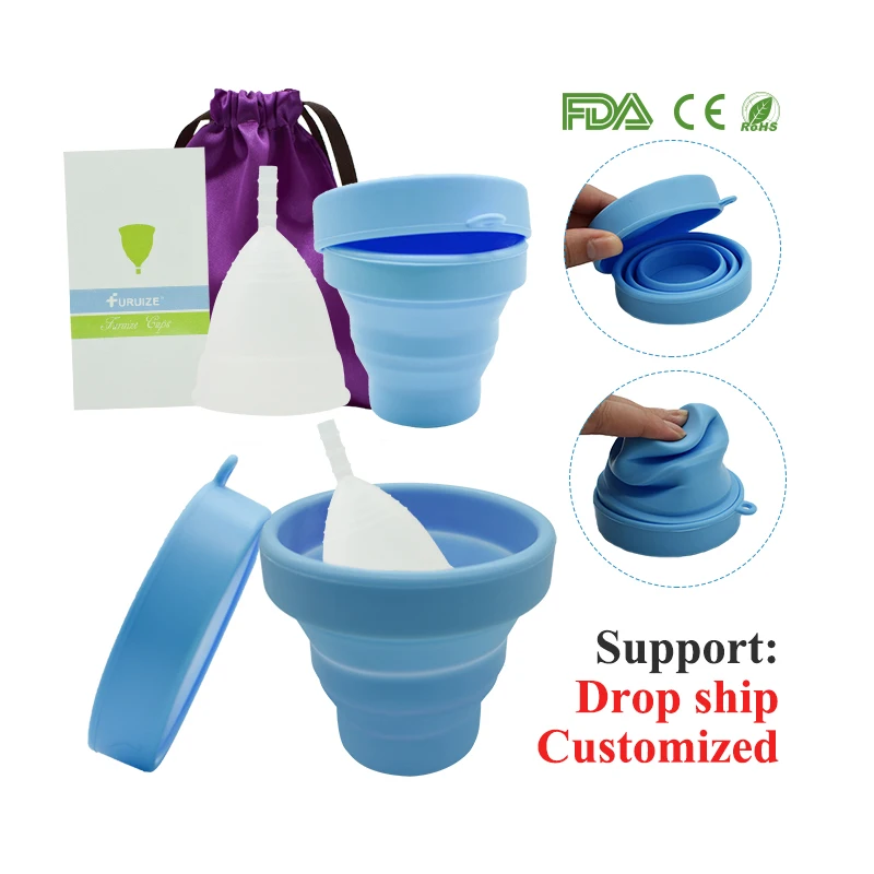 1pcs Menstrual Cup and 1pcs Sterilizer Cup Sterilizing Collapsible Cups to Clean Copa Menstrual Recyclable Foldable Cup