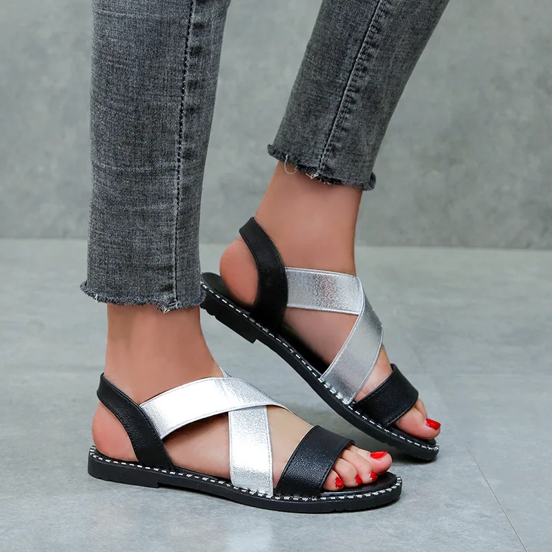 Hokszvy 2020 одноцветные классические сандалии с низким верхом Женские Новые Простые