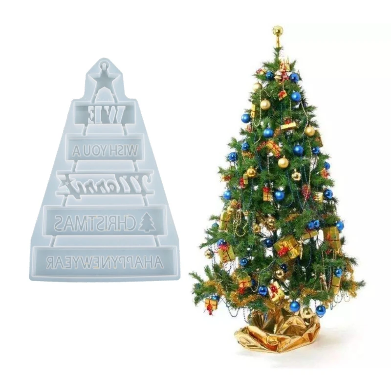 

Crystal Epoxy Resin Mold Christmas Tree Listed Decoration Pendant Silicone Mould