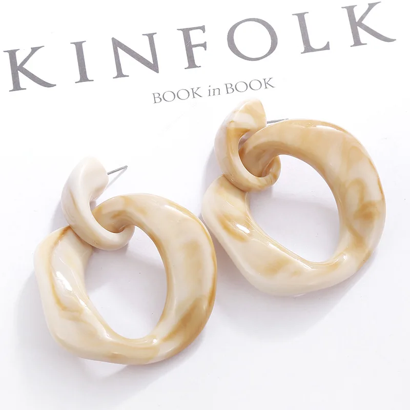 Модные большие серьги цепочки из смолы для женщин длинные винтажные акриловые