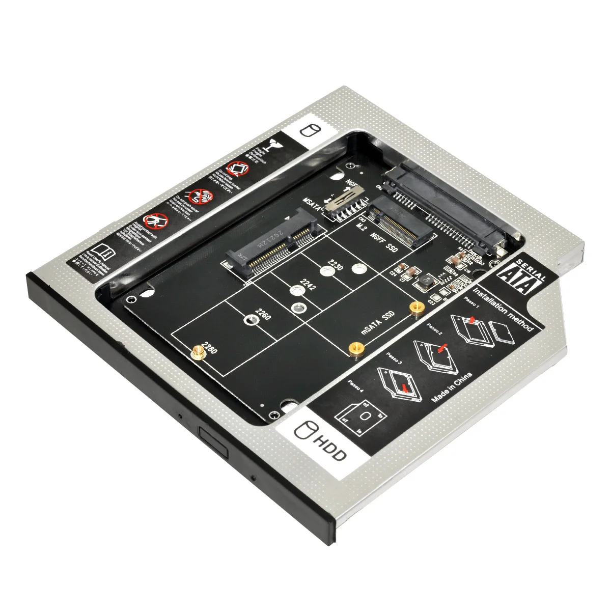

CY Slimline SATA 13Pin Caddy чехол для 9,5 мм универсального ноутбука CD / DVD-ROM Optical Bay для MSATA NGFF B/M-key SSD