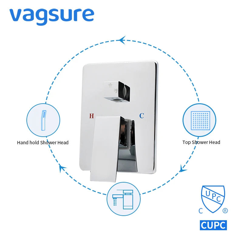 Скрытый смеситель для душа из твердой латуни с отверстием в 1/2/3 вариантов