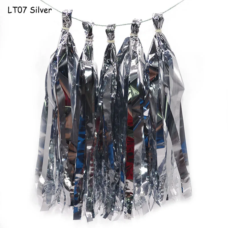 LT07 5 шт., цветные кисточки из фольги, папиросная бумага, кисточка для свадьбы, для детей, для декора на день рождения, принадлежности, сделай сам, вечерние украшения для душа ребенка - Цвет: LT07