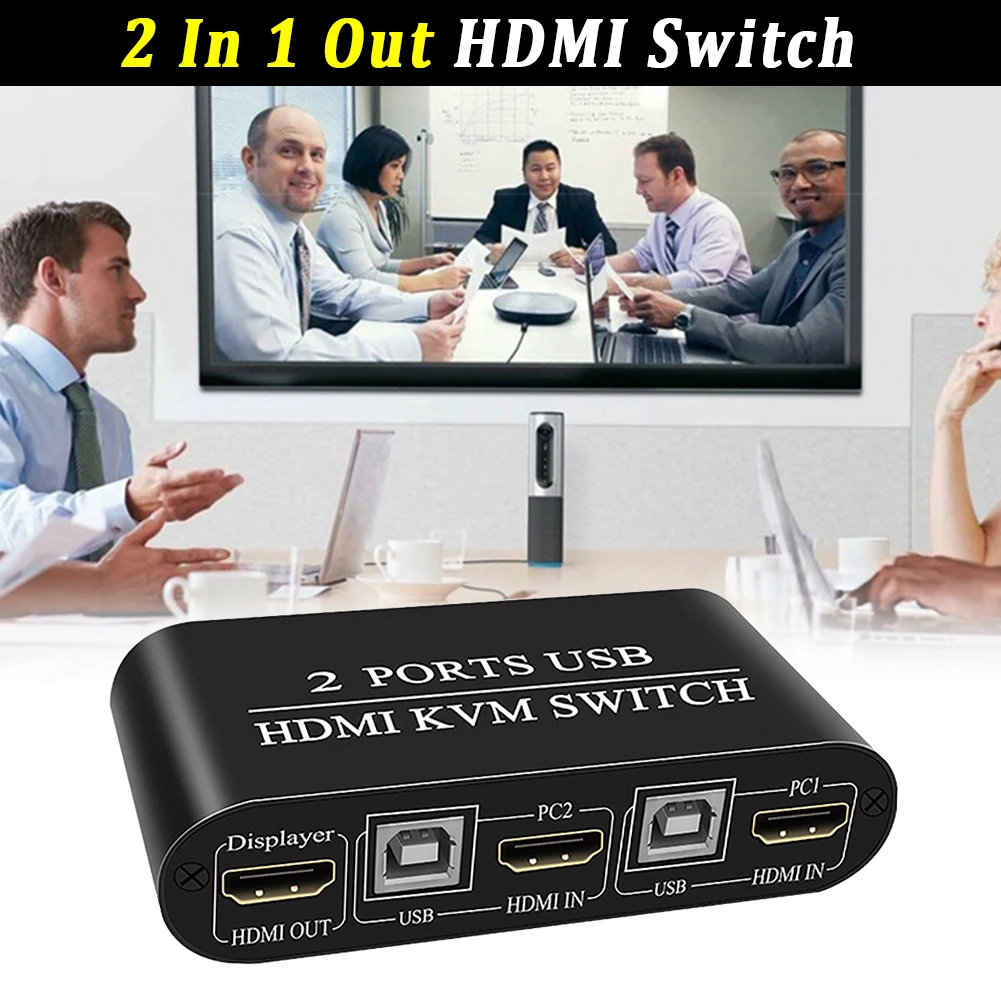 

Aluminum Alloy 2 In 1 Out Stable Dual USB Sharing Meeting Laptop Universal Home Office for KVM Switch Fast Speed For Printer