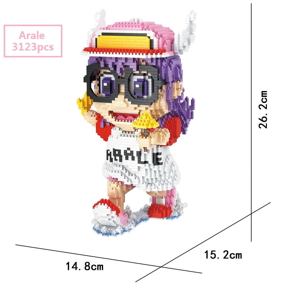 

Милые маленькие блоки Arale, аниме-фигурки, Мультяшные кирпичи, строительные игрушки, игрушки для детей, подарки для девочек, подарок hsanhe