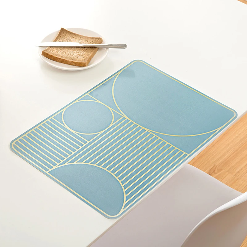 Light Blue Новые европейские изолированные подстилки Нескользящие водонепроницаемые геометрические декоративные подставки для дома моющиеся столовые приборы коврик - Цвет: Light Blue
