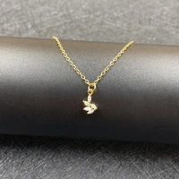 trendy metal zircon flowers pendant charm chain vintage geometric leaves clavicle necklace jewelry accessories gifts for female