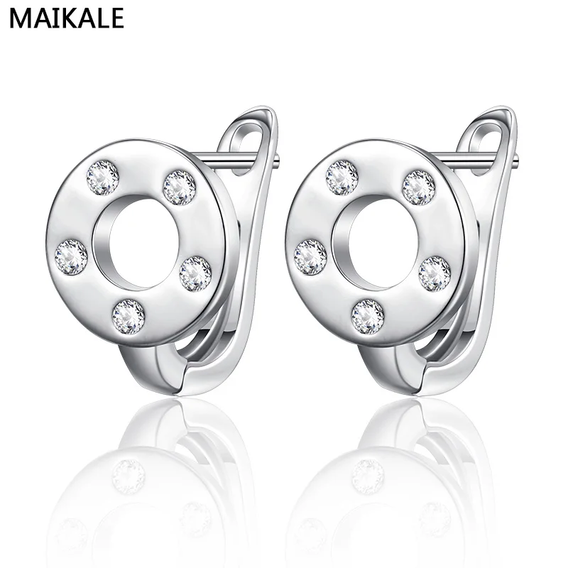 Женские серьги с круглым Цирконом MAIKALE новые корейские из меди и розового золота
