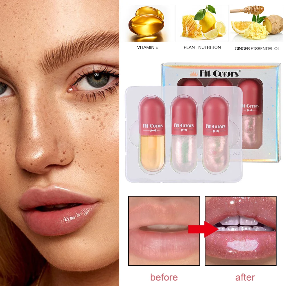 

3 Colors Mini Capsule Lip Gloss Portable Capsule Lip Enhancer Long-lasting Moisturizing Moisturizing Hydrating Sexy Lips Makeup