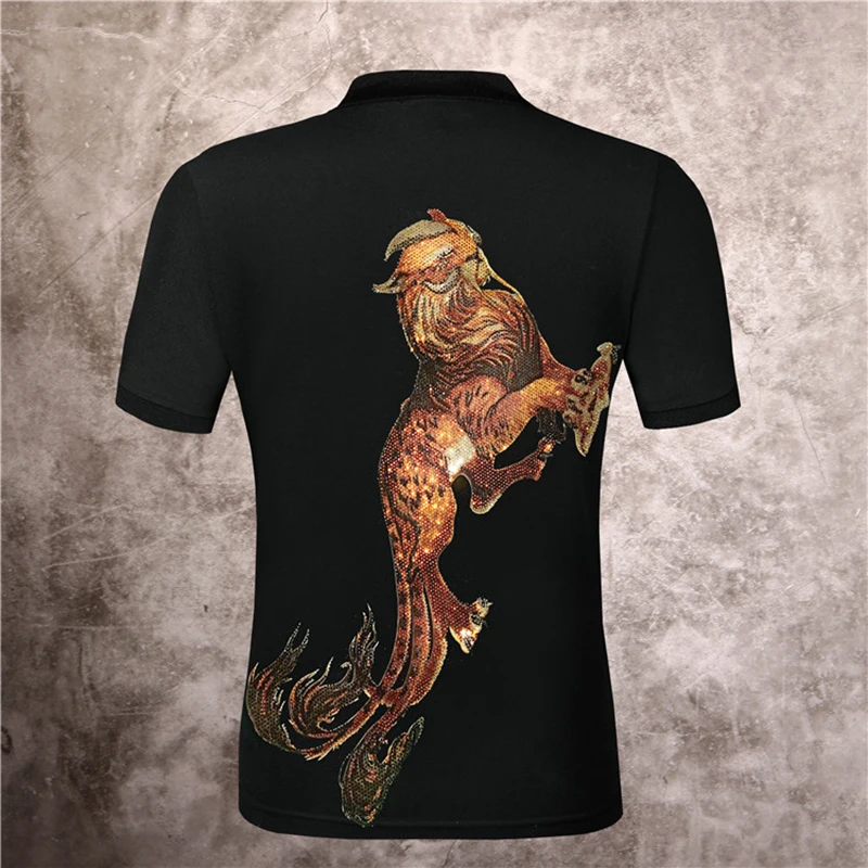 

Seestern brand men's Polo Shirt bearing fashion embroidery leopard lion animal casual Lapel short sleeve hip hop Street tops tee