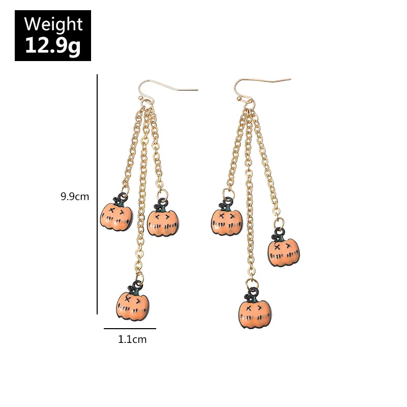 

European American Halloween Long Lip Pumpkin Women Earrings Long Multi-Layer Tassel Pendant Dangle Earrings Jewelry For Girls