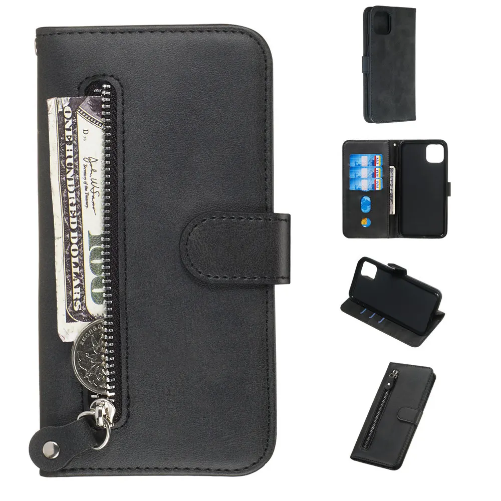 Кошелек на молнии чехол для телефона iPhone 11 Pro X XS MAX XR 6 6S 7 8 Plus Роскошный кожаный