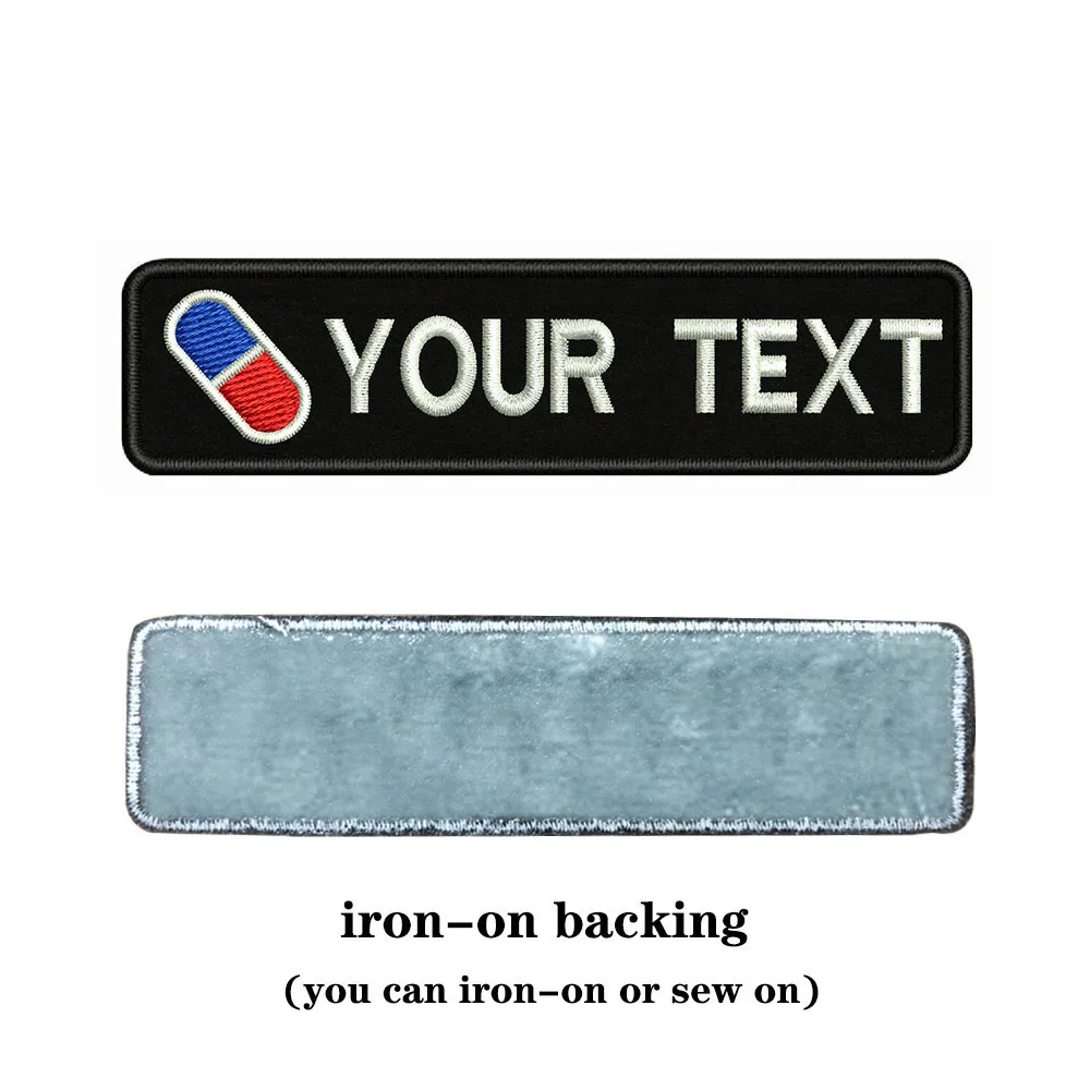 Таблетки логотип 10X2.5cm вышивка пользовательское имя заплатка с текстом полосы