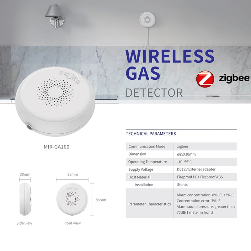 Lonsonho Smart Zigbee Детектор Утечки Газа Датчик Tuya умная домашняя система охранной