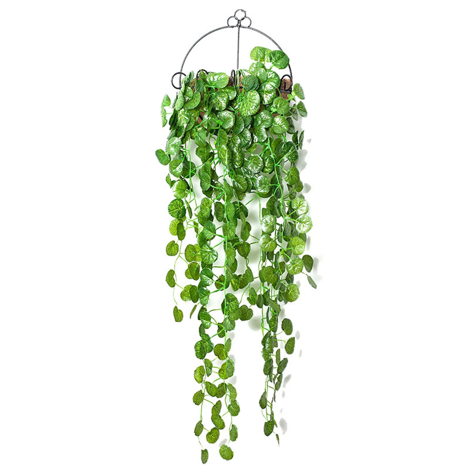 

Metal Wall Mounted Planter Basket with Artificial Leaves Decorative Coconut Liner Plant Holder for Home Cafe 25.5cm KSI9