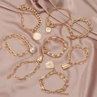 Женский многослойный браслет в стиле панк, браслет с бусинами и жемчугом в богемном стиле, Ювелирное Украшение для женщин, 2021