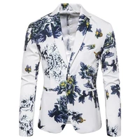 luclesam mens winter floral blazer 2022 fashion gentleman one button slim fit print suit jacket men blazer suite