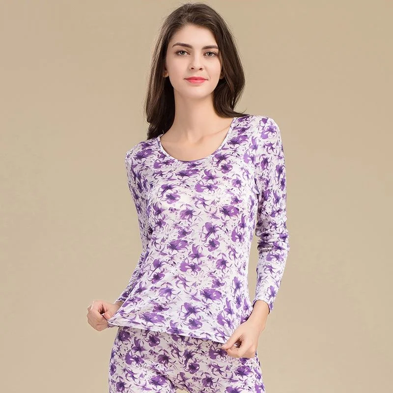 Комплект женского термобелья из чистого шелка с длинным рукавом|long johns women|womens long