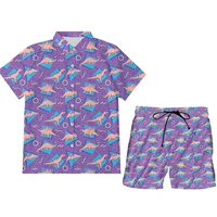 3d printed dinosaur cartoon summer button shirt shorts suit for men streetwear women fashion oversize tracksuit dropshipping