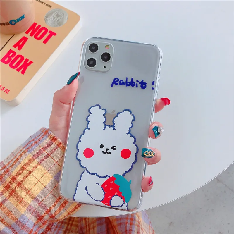 Чехол для iPhone 6 6s 7 8 Plus X XR XS Max прозрачный мягкий чехол телефона с милым рисунком