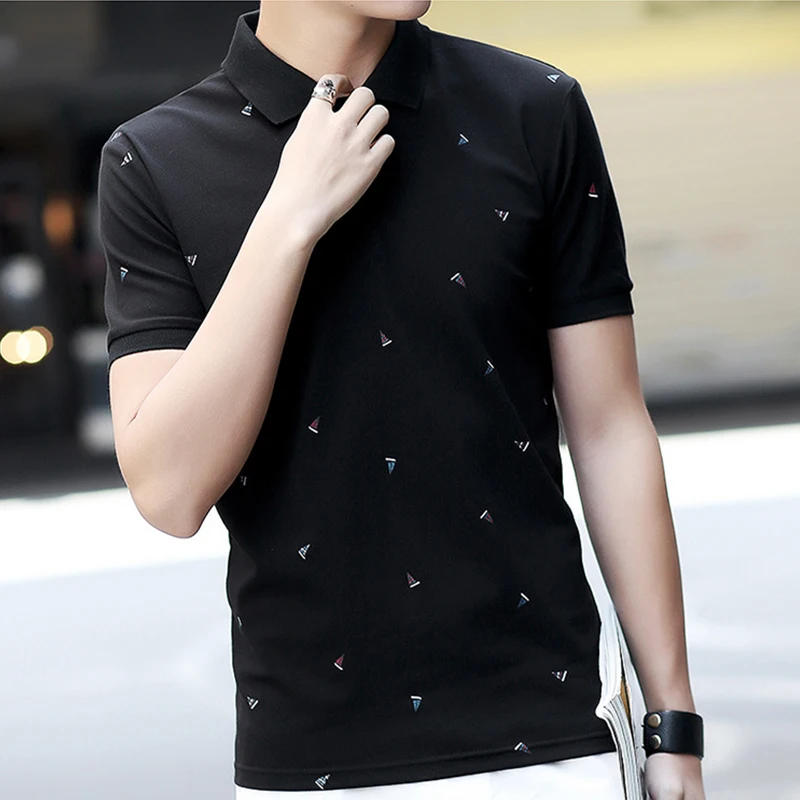 

Fashion T-Shirt Men New Stripe Poker Color Matching Print ShortSleeve T Shirt Sports Leisure Comfortable Breathable Tees Shirts