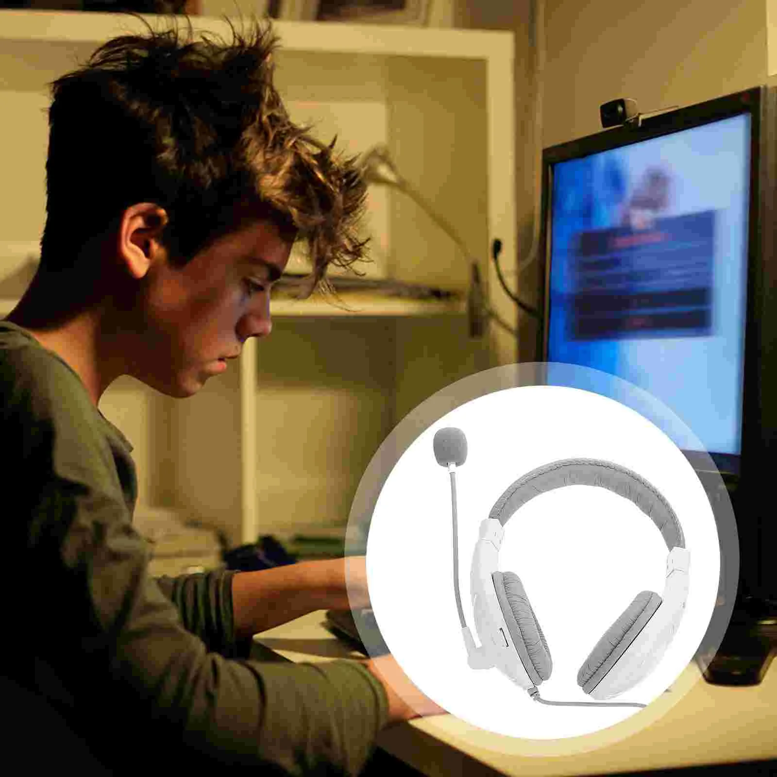 

Игровые наушники, проводная игровая гарнитура для ПК, легкая 3,5 мм гарнитура с микрофоном