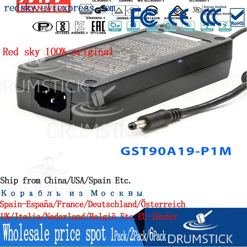 

Steady MEAN WELL GST90A19-P1M 19V 4.74A meanwell GST90A 19V 90W AC-DC High Reliability Industrial Adaptor