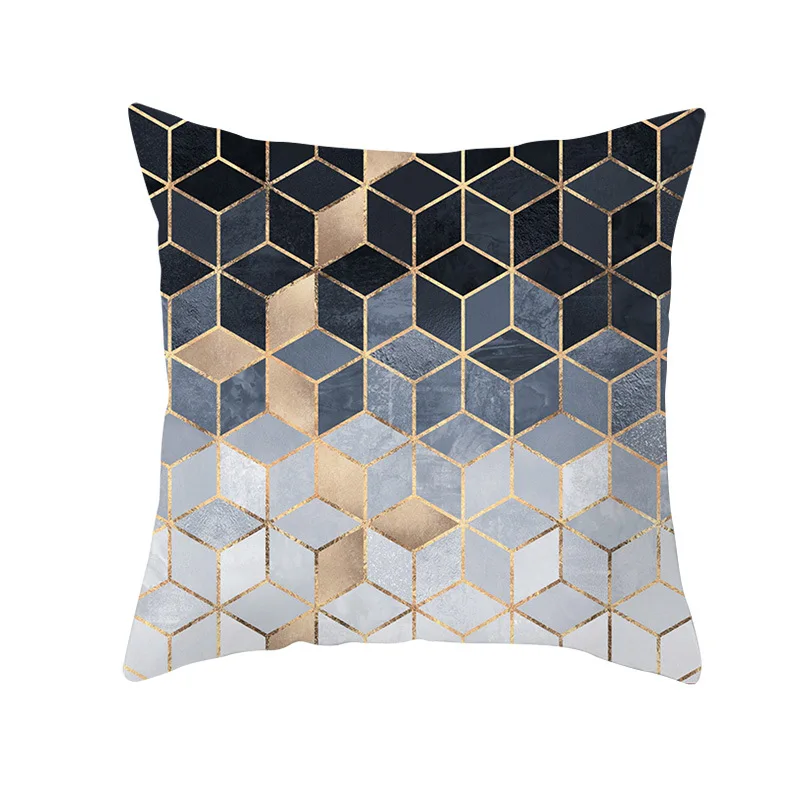 

Geometric Grid Printed Sofa Pillow Case Cushion Cover Peach Skin Creative Office Pillow Cover Home Decorative Throw Pillows