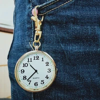 quartz pocket watch keychain clocks round dial portable simple pendant for women men fs99