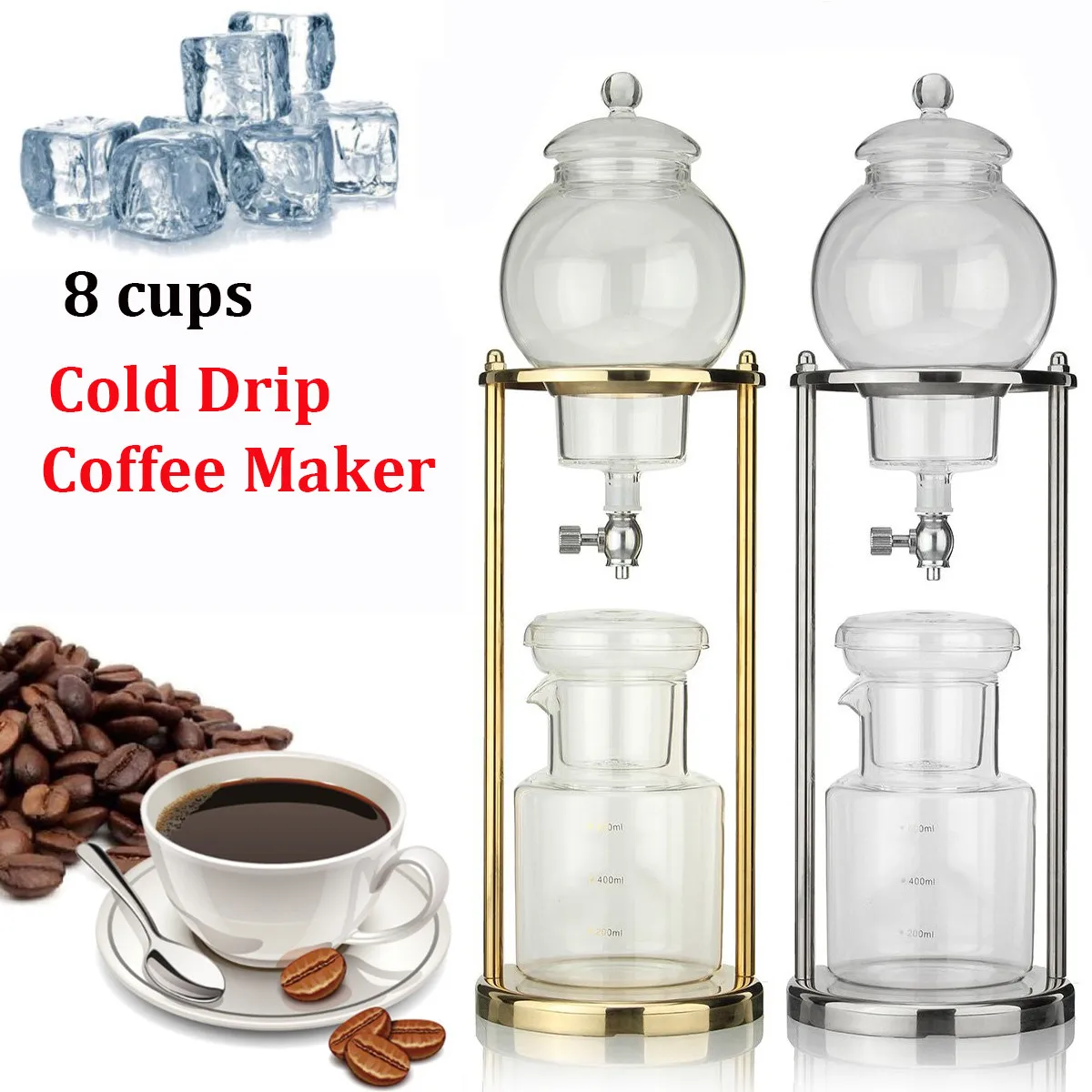 

600ml Cold Brew Drip Coffee Maker Reusable Glass Filter Tools Espresso Dripper Coffee Pot Ice Water Drip Coffee Machine