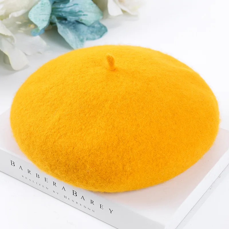 

Spring And Autumn And Winter New Berets Korean Version Of Joker Mushroom Ladies Hats Breathable Pumpkin Hats Wool Painter