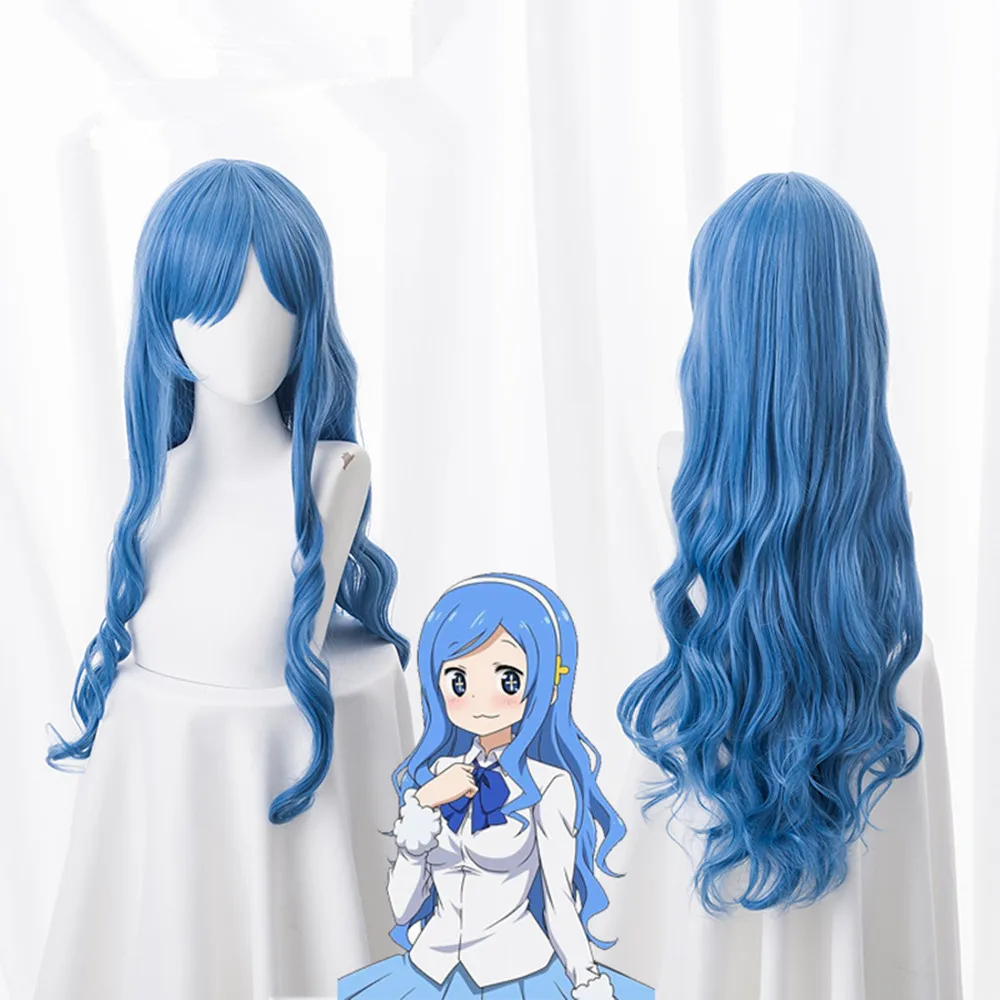 80 см синий смешанный волнистый синтетический парик с длинными волосами Himouto!