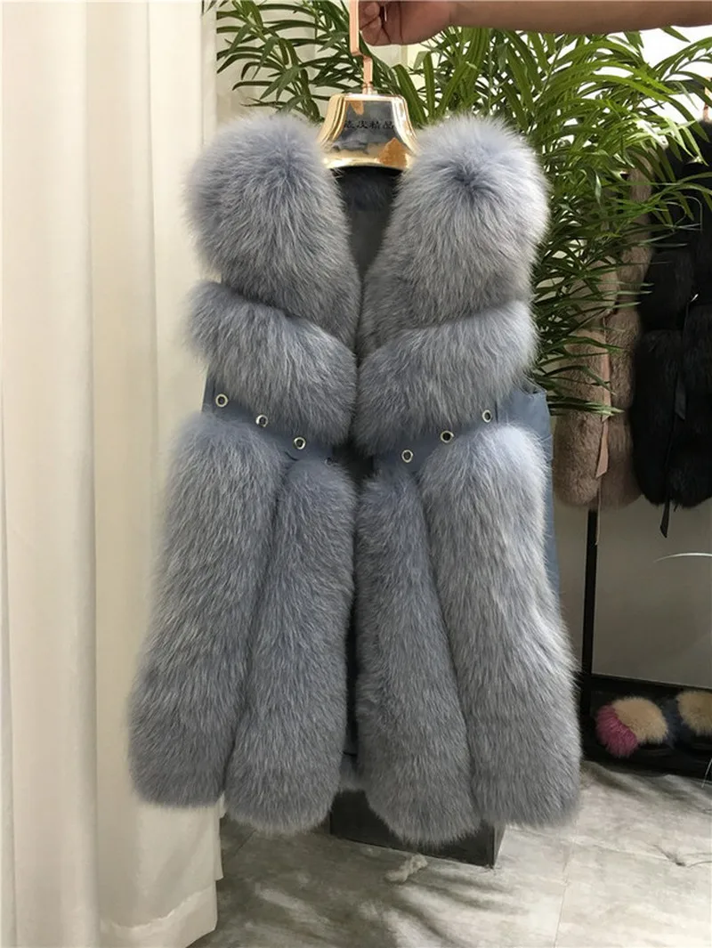 FXFURS жилет из натурального Лисьего меха Длинный жилет из натурального Лисьего меха Зимний жилет с заклепками из натуральной кожи европейские женские куртки