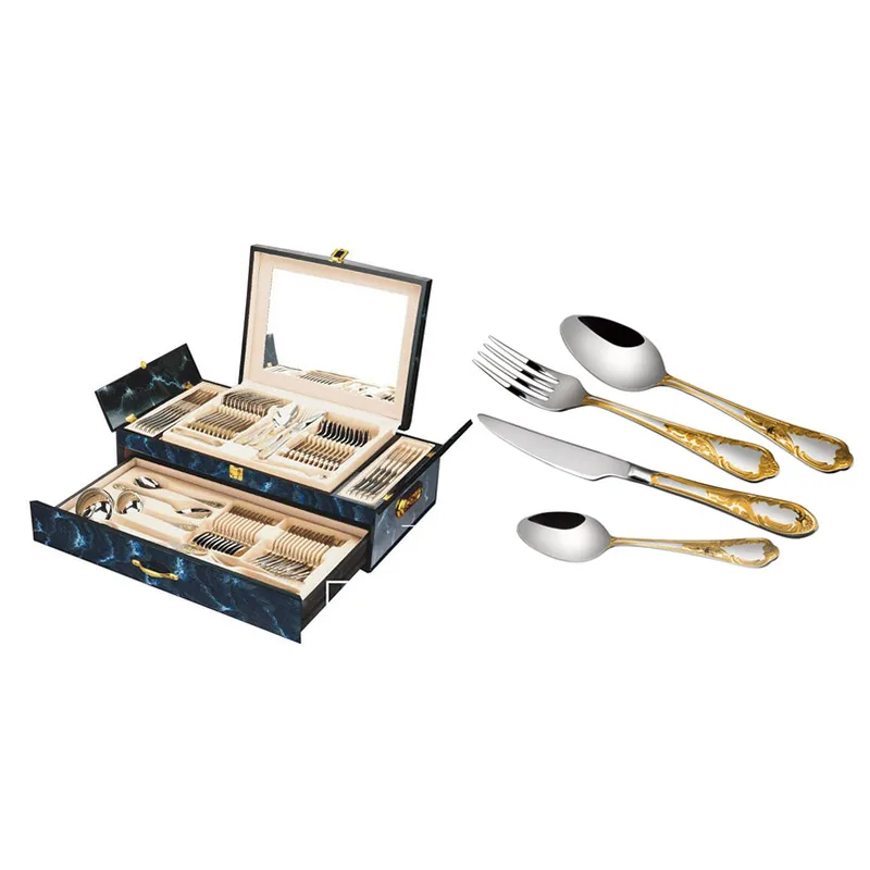 72 шт. столовые приборы из нержавеющей стали Ложка Вилка Нож палочки для еды