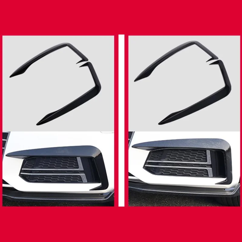 Online Aksesori Mobil Hiasan Mobil Kepala Serat Karbon Bumper Depan Spoiler Udara Pisau Kabut Penutup Lampu Stiker Untuk Audi A4 B9 2017-2019